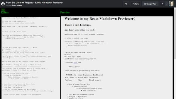 Markdown previewer picture